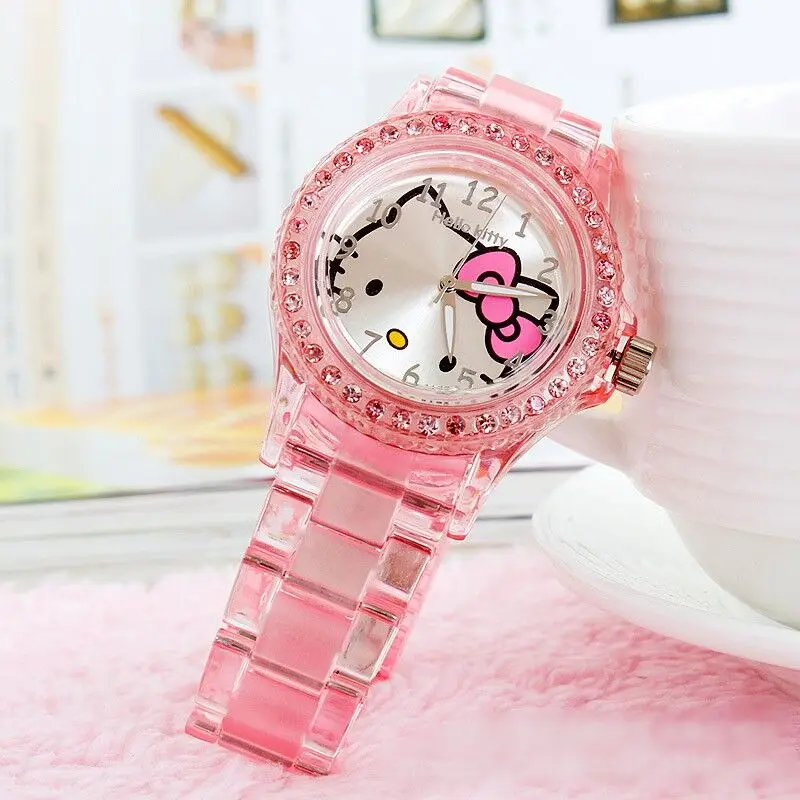 

Luxury Brand Fashion Women Watch Pink Silicone Diamond Wristwatch Girls Lady Watches Cute Hello Kitty Relogio feminino kol saati