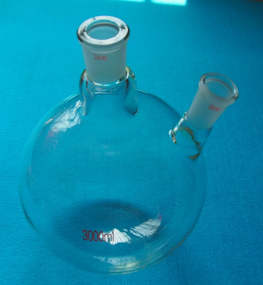 Buy 3000ml,24/40,2 necks,Round Bottom Glass Flask,Two