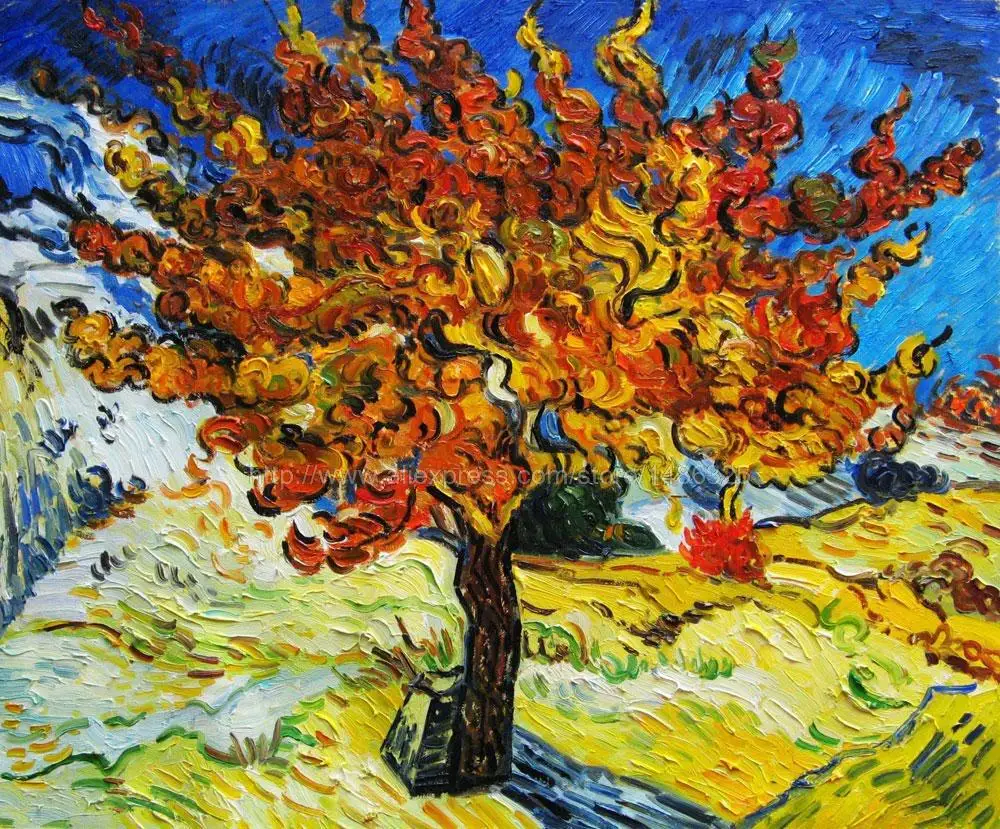 Hand painted oil painting Van Gogh Mulberry cheap canvas texture art