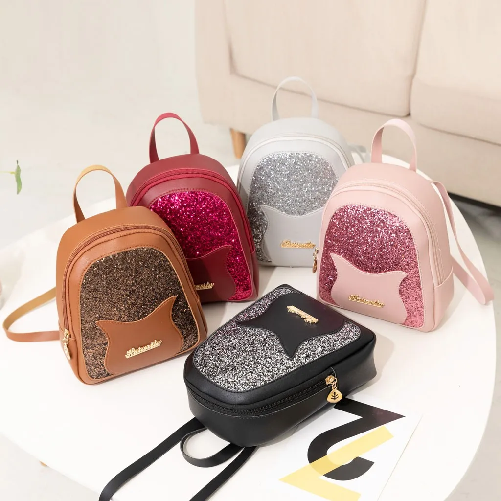 

Girl's Small Backpack 2019 Fashion Shining Sequin Shoulder Bag Women Multi-Function Mini Back Pack For Teenage Girls Kids #YJ