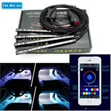 Tak Wai Lee 4X Cell Phone APP Controllo Atmosfera LED RGB Strip Light Car Sorgente di Musica 16 Milioni Di Colori Acustica Lampada Interna