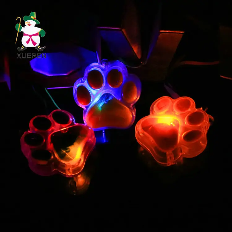 48pcs/lot Paw prints LED Glowing Necklace Flashing Light up Toys Kids