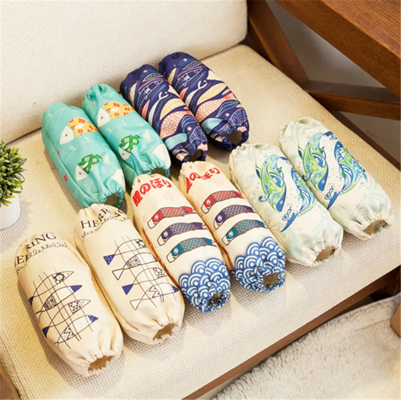 

1 Pair Dustproof Oven Sleeve Fashion Fish Flag Cotton&Linen Winter Coats Cuff Oversleeves Home Cleaning Baking For Adult Kids
