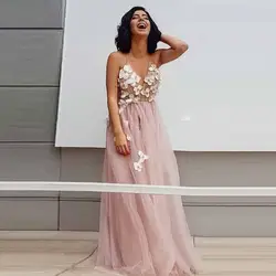 2019 новый сексуальный Boho свадебное платье с цветами розовый Спагетти ремни A-Line пляжное Свадебное Платье Иллюзия Vestido de noiva на заказ