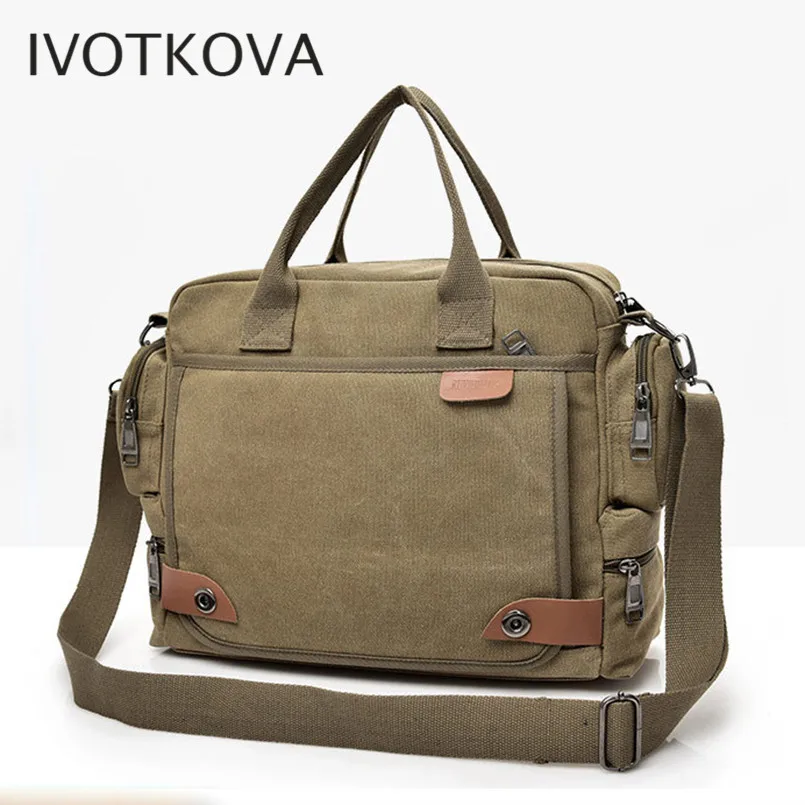 

IVOTKOVA Men Multifunctional Shoulder Bag Handbag Large Capacity Storage Laptop Crossbody male bussiness bags men's briefcase