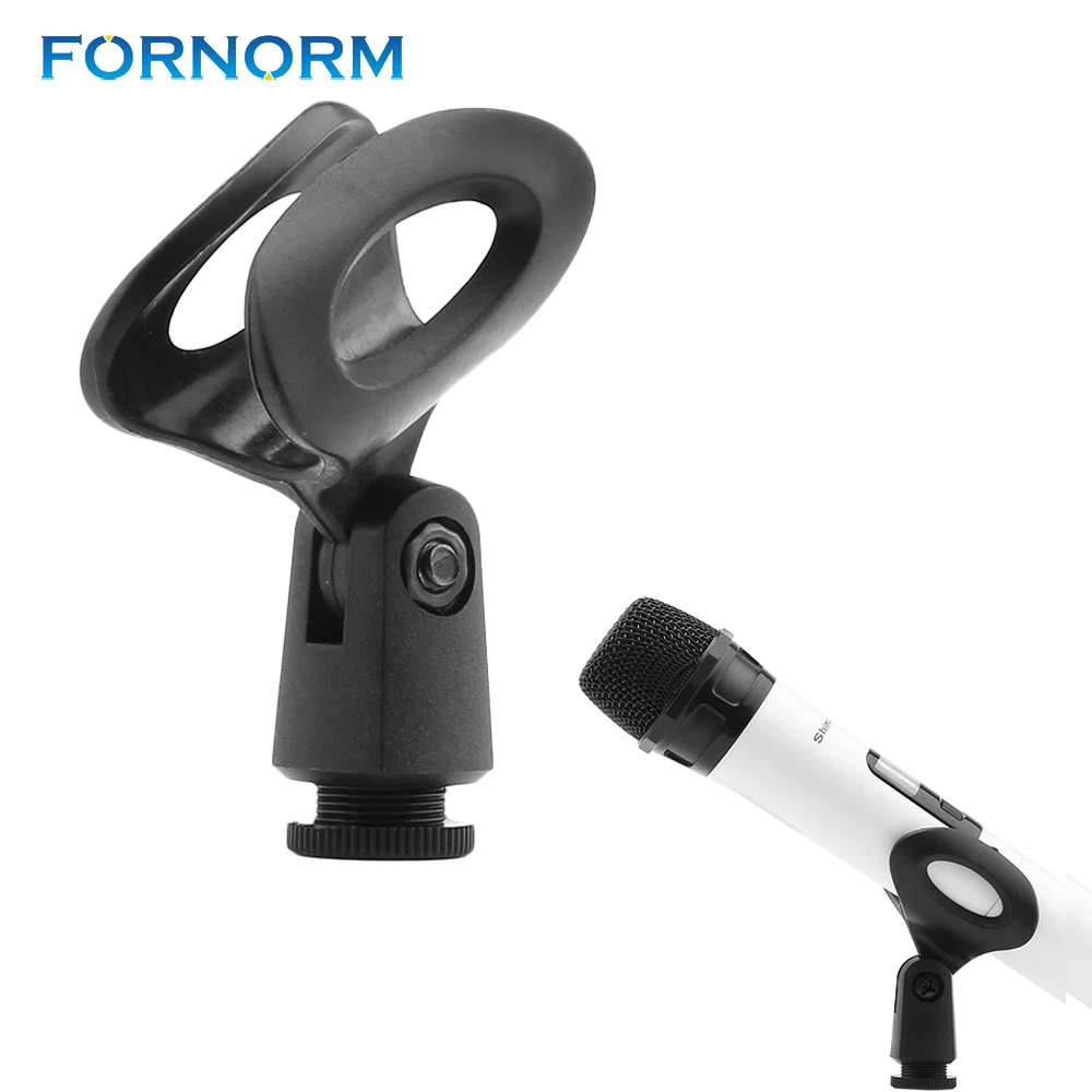 

FORNORM Pro Micro Mic Stand Plastic Flex Clip Wired Wheat Clip Black Universal U-type Clip Holder for Handhold Microphone