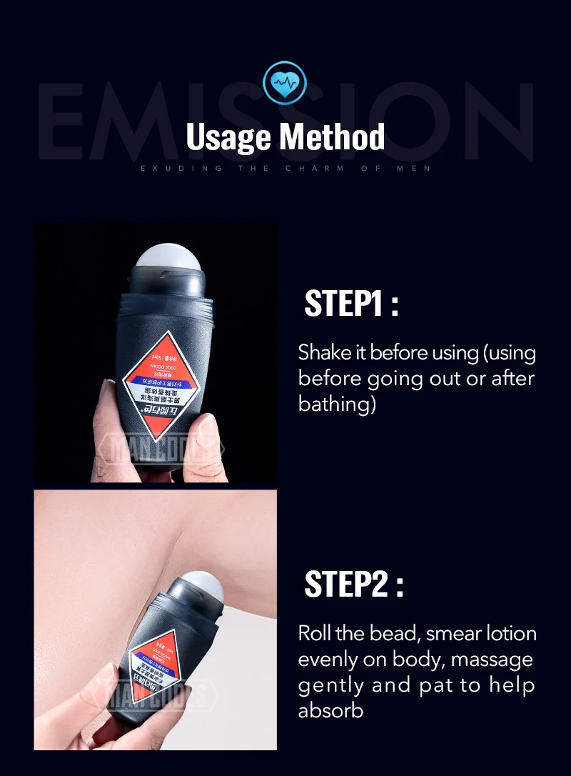 MANCODES Men Deodorant Stick Antiperspirant Remove Sweat Roll on Bottle Women Lasting Fragrance Men Smooth Dry Body Care