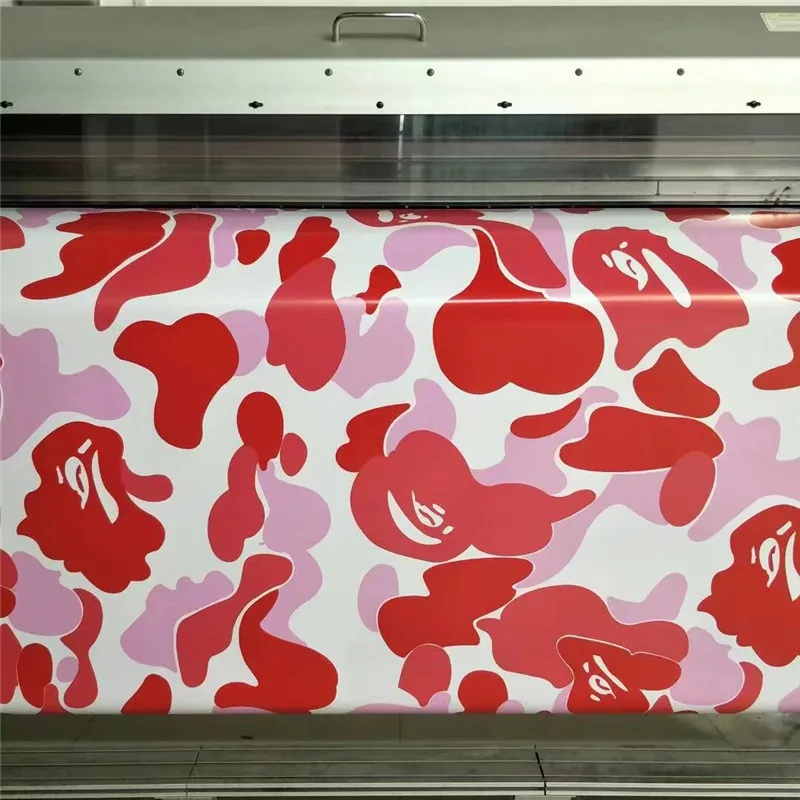

Car Styling Air Release red pink white Camouflage Foil Vinyl Car Wraps Sticker Car Wrapping Roll Custom Wrap Camouflage Vinyl