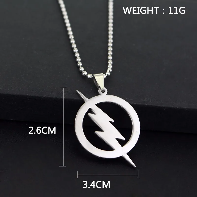 Флэш DC SUPER HERO FLASH Lightning логотип из нержавеющей стали ожерелья-цепочки подвески Рождественский подарок