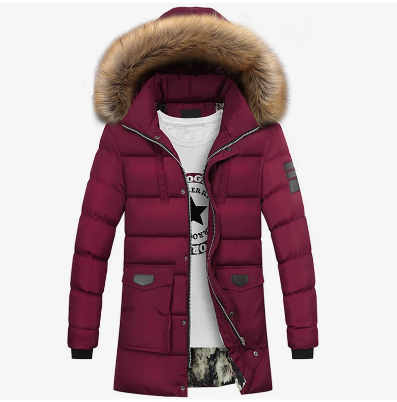 Зимняя утепленная парка с меховым воротником, мужская куртка со съемным капюшоном, мужские парки, теплое пальто для мужчин, верхняя одежда размера плюс 4XL