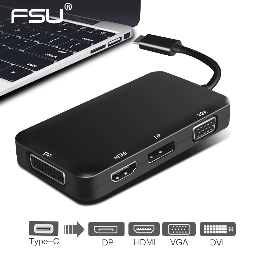 Док станция Thunderbolt 3 USB хаб Type C на HDMI 4K VGA DP DVI адаптер для MacBook Huawei P20 Samsung S8 S9