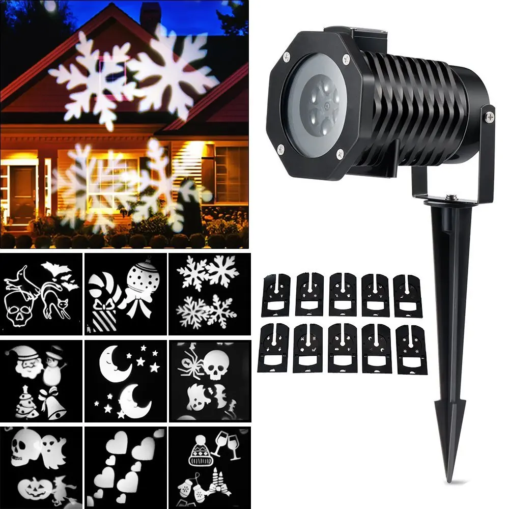 

Laser Projector Lights 10 Effect Patterns White Color Outdoor Christmas Decoration Holiday Party Halloween Light projecteur noel