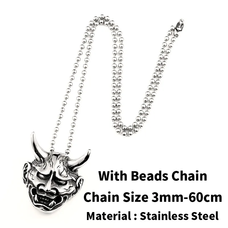 BEIERStainless steel Evil Oni Noh Hannya ожерелье с подвеской-маской, кошелек, соединитель, Очаровательная цепочка,, подарок на Хэллоуин, BP8-382 - Окраска металла: BP8-382