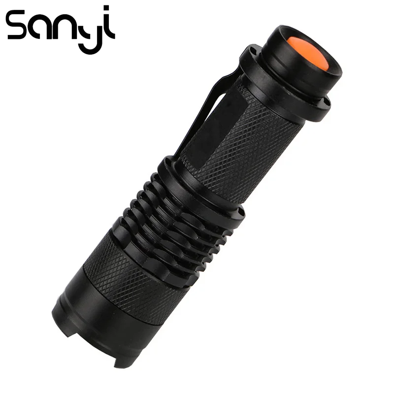 

SANYI Portable Mini LED Flahlight Penlight White/Red/Green Light Zoomable Pocket Torch light Lamp Lantern power by 1* AA/ 14500