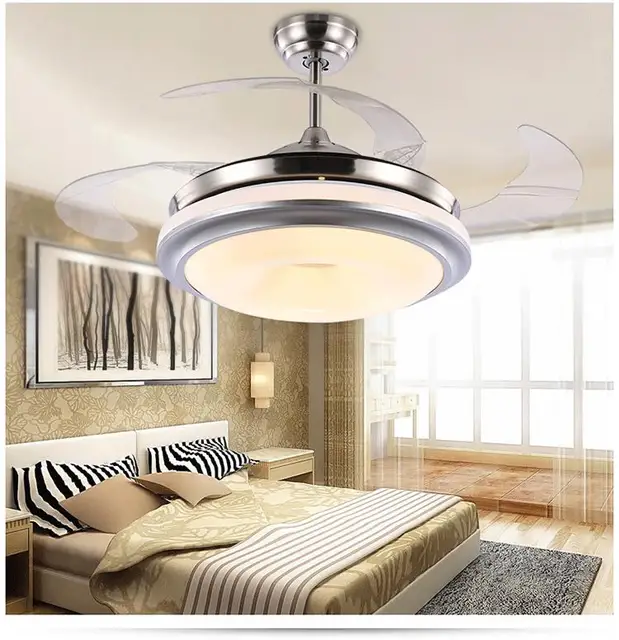 Ventilador de teto led telesc pica l mpada do teto quarto moderno minimalista sala de estar