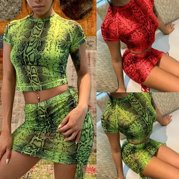 

Summer Women sleeveless crop tank top high waist Skirts 2 pieces set Ladies Fashion Suit Lot