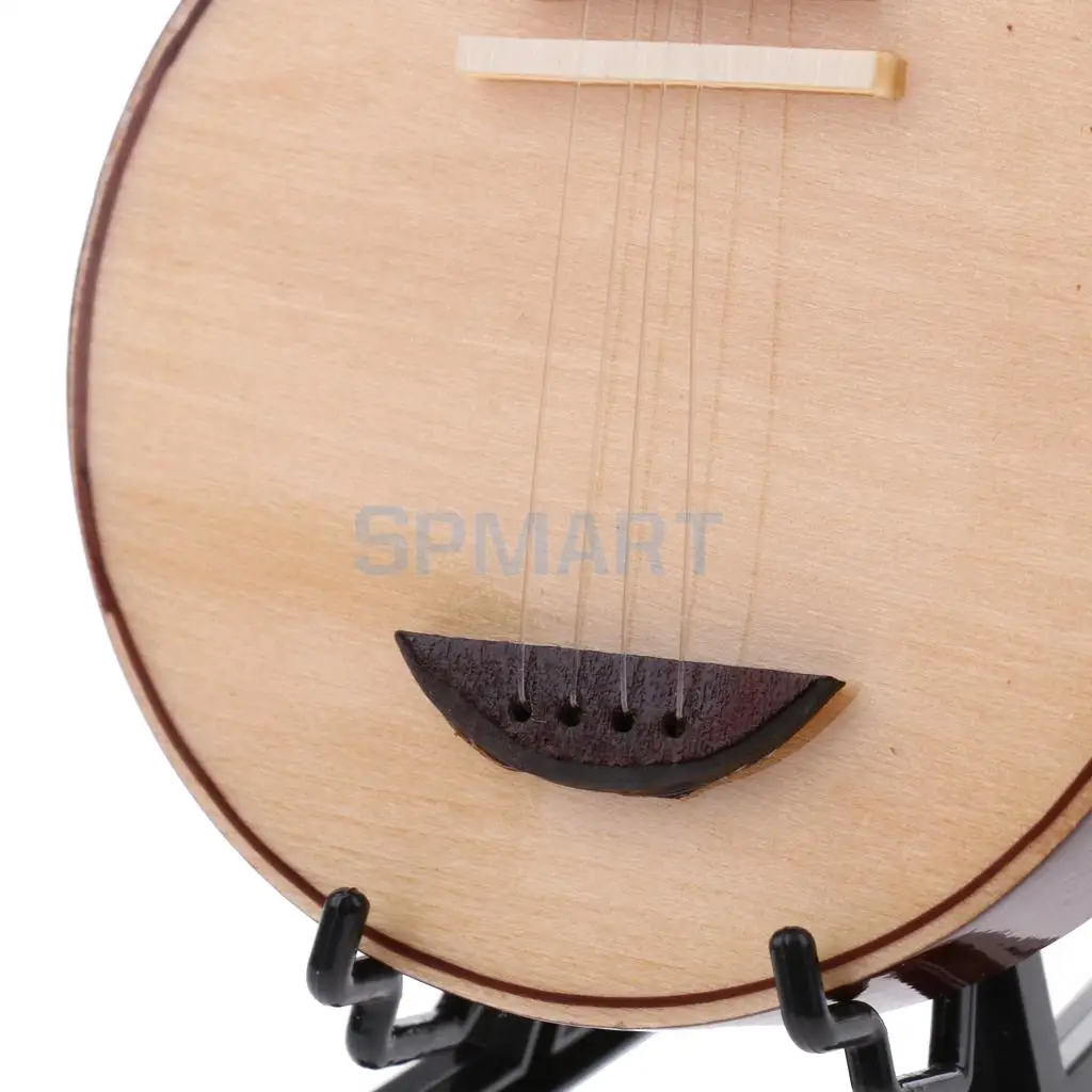 1/12 Scale Dollhouse Miniature Music Instrument Model Wood Chinese Yueqin Life Scenes Decor Dolls Accessory Model Toy
