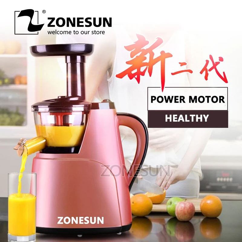 ZONESUN 2nd Generation 100% Original Juicer Slow Juicer Fruit Vegetable Citrus Low Speed Juice Extractor