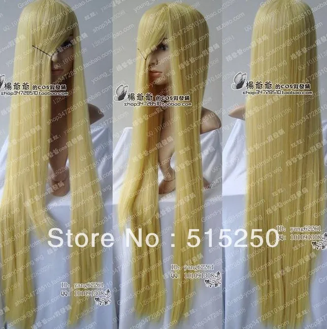 Cos Wig cosplay party perruque golden blonde beige lemon yellow long 100cm |