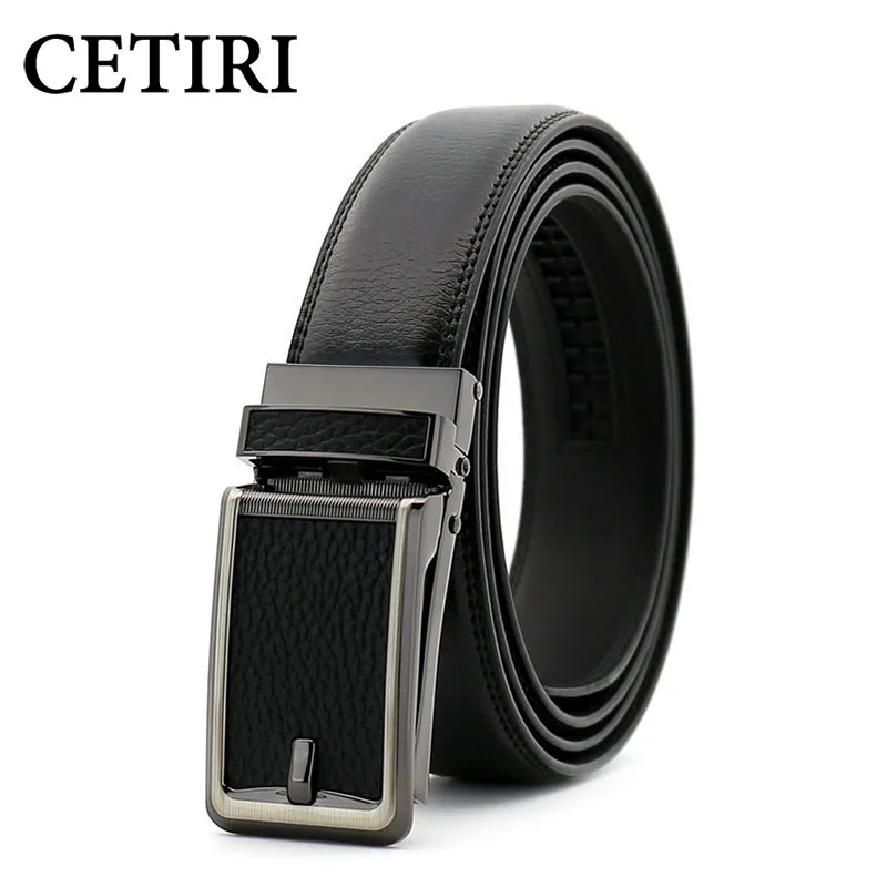

CETIRI 3.1cm Designer Brand Leather Ratchet Belt Dress with Slide Click Buckle Adjustable Alloy Automatic Buckle Belts For Men