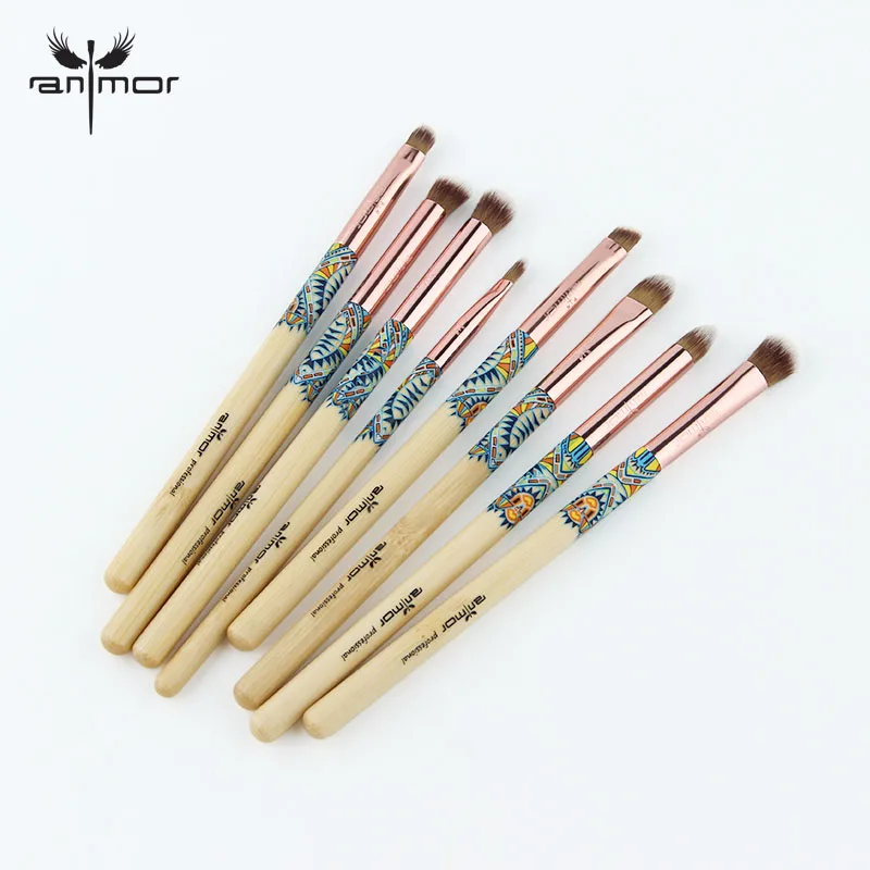 

Anmor Makeup Brushes 8PCS/lot Bamboo Make Up Brush Set Soft Synthetic Hair Professional Eyeshadow Eyebrow Blending Cosmetic Kit