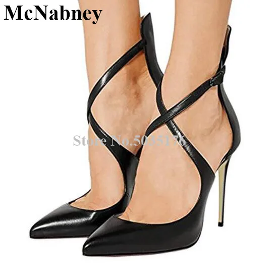 

Wild Pointed Toe Suede Leather Ankle Buckle Stiletto Heel Fashion Sexy Pumps Cross-tied Formal Dress Spring/Autumn Women Shoes