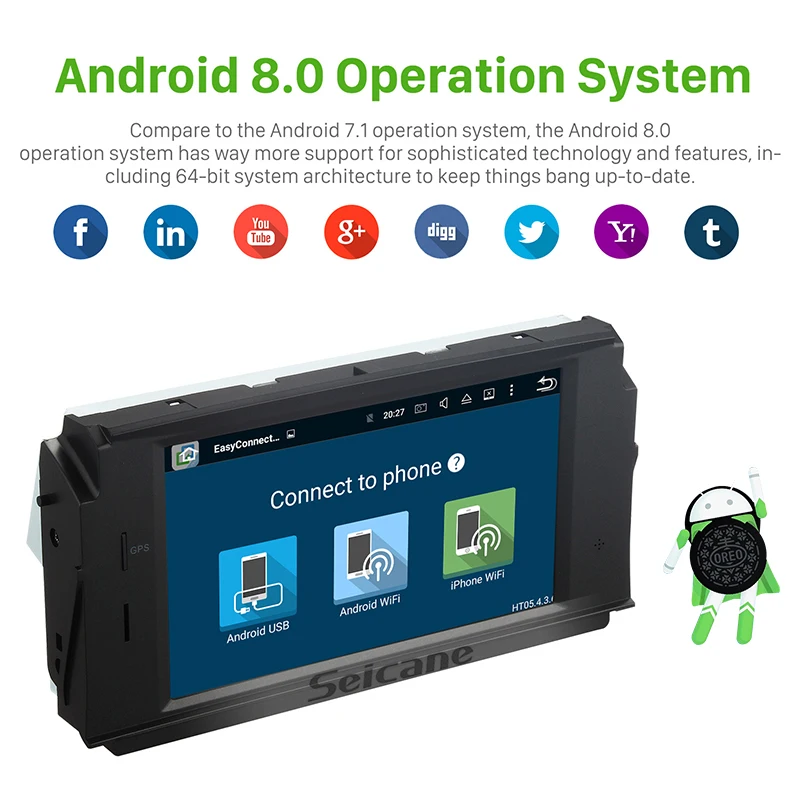 Best Seicane Android 8.0 car multimedia Player GPS for 2007-2011 Mercedes-Benz C Class W204 C180 C200 C230 C30 support Mirror Link 1