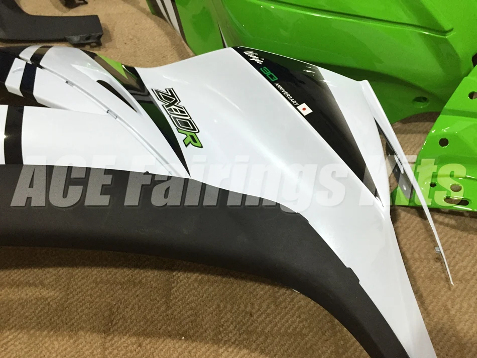 ABS Обтекатели комплект подходит для kawasaki Ninja ZX-10R ZX10R 2011 2012 2013 Обтекатель Набор для детей 11, 12, 13, 14, 15, крутые зеленого и белого цветов