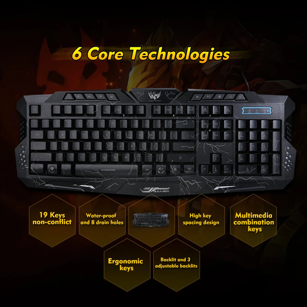 Keyboard Mechanical Gaming  Laser Carving Characters Keyboard Wired Backlit Keyboard Ergonomic Keyboard Switchable Crack Backlit