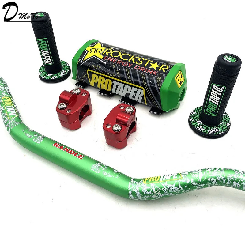 Руль для PRO Taper Pack Bar 1-1/" ручка бар колодки ручки Pit Pro гоночный Dirt Pit велосипед Мотоцикл CNC 28,5 мм адаптер - Цвет: Green R