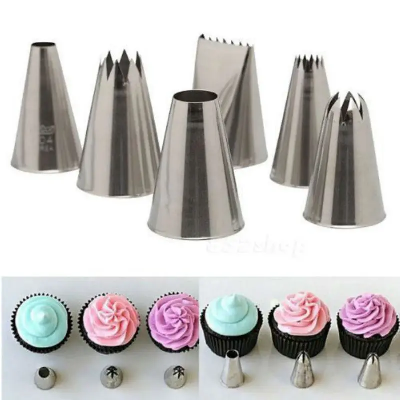 

6Pcs/Set Cake Icing Piping Nozzles Tips Fondant Cupcake Sugarcraft Decorating Kitchen fondant Kitchen accessories