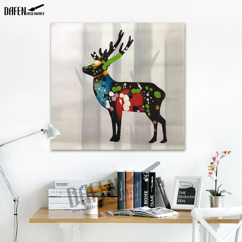 

100% Hand Paint Sika deer Oil Painting Modern Animal Wall Art Acrylic Oil Canvas Home Decor canvas painting Poster and prints
