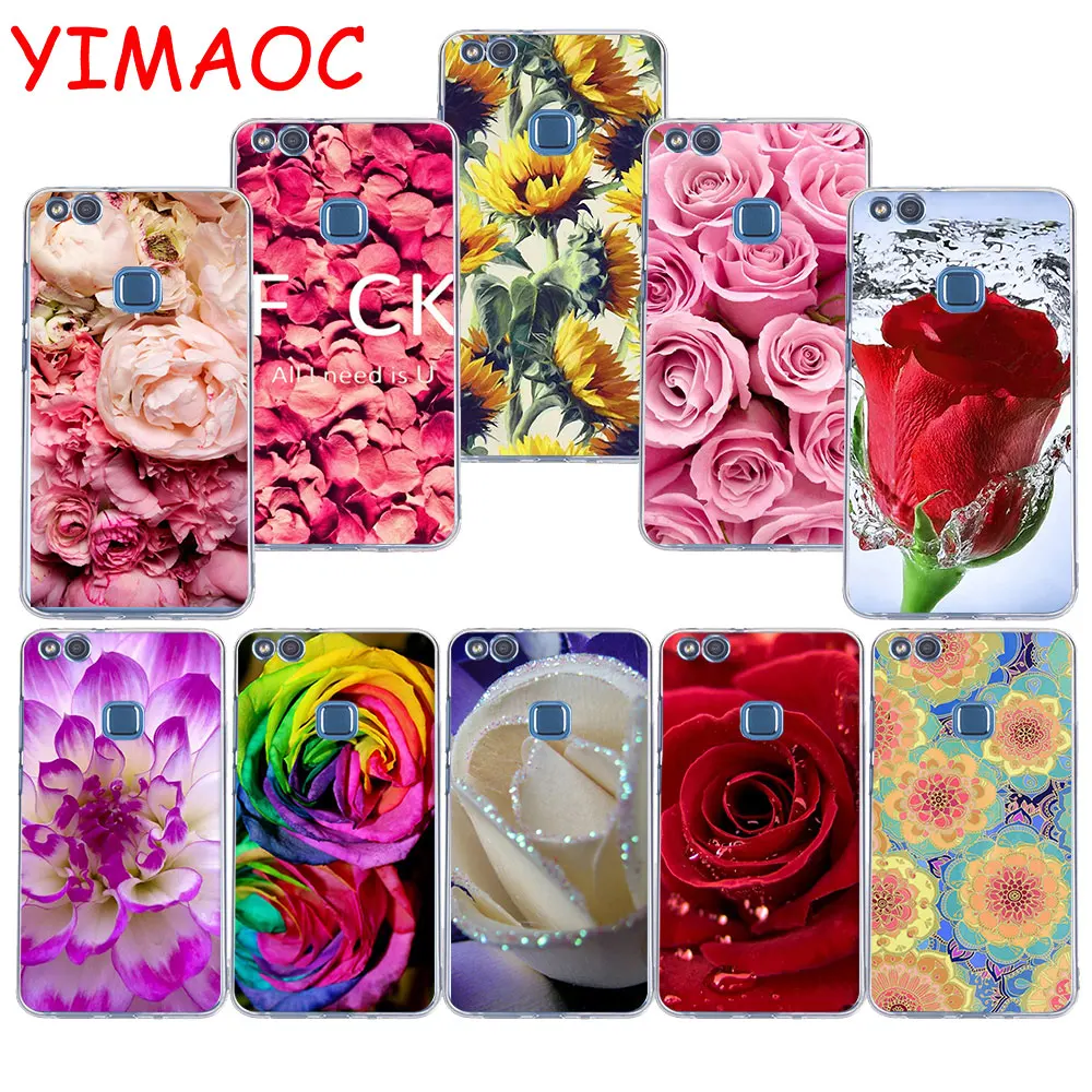 

YIMAOC 243z Pretty flowers Red Rose Soft TPU Case for Huawei P20 Pro P10 P9 P8 Lite P Smart Mate 10 lite 20 pro