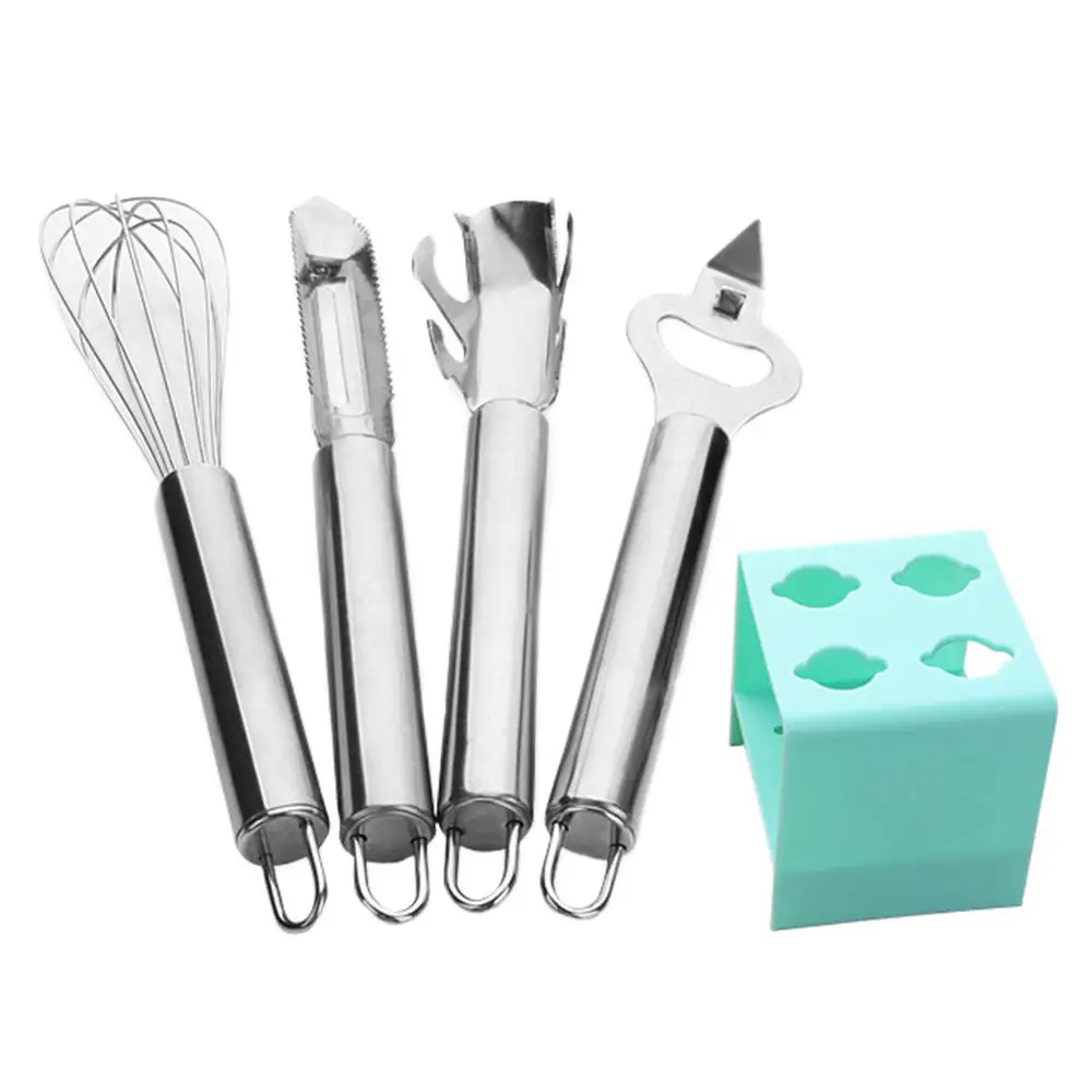 

Kitchen appliance 5-piece stainless steel manual egg breaker fish scales machine multifunctional bottle opener storage rack