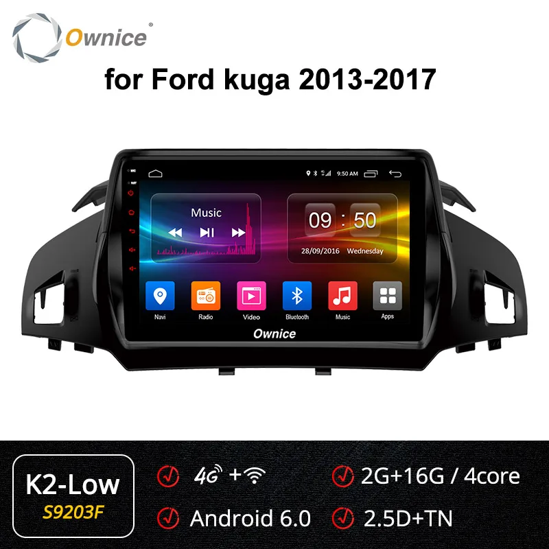 Ownice K1 K2 K3 K5 K6 Восьмиядерный Android 9,0 автомобильный Радио плеер gps Navi для Ford Kuga 2013- 4G LTE DSP 360 Panorama - Цвет: S9203 K2-Low