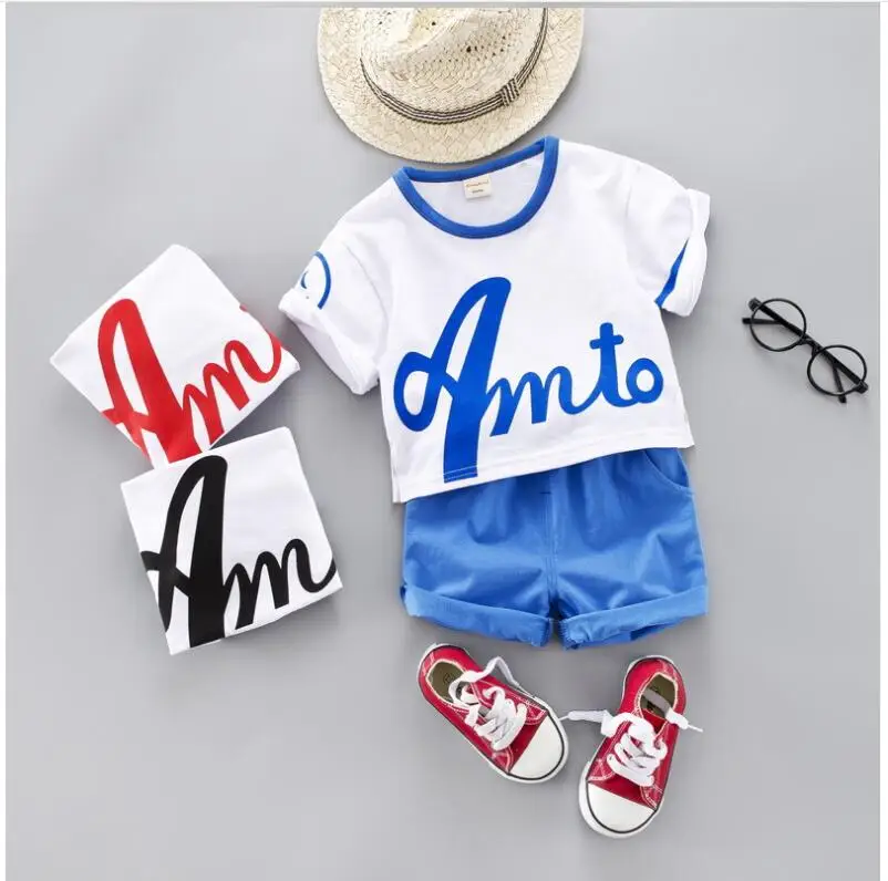 

Toddler Children Clothes Suits Baby Boys Girls Clothing Sets Letter Shirt Shorts Kids Infant Casual Suit