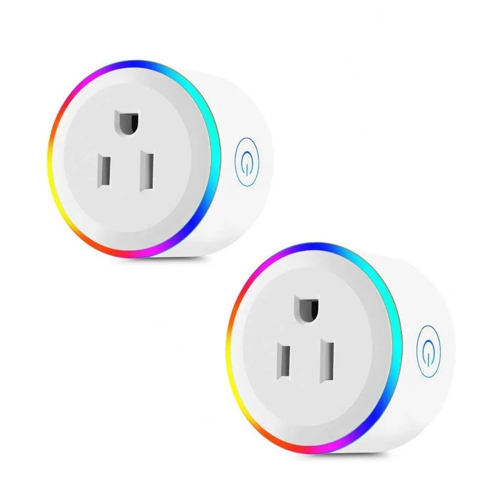 Smart Plug Wi-Fi Управление гнездо Великобритании США выход ЕС 10A RGB светодиодный выключатель света с таймером гнездо голос Управление работать с Alexa Google IFTTT