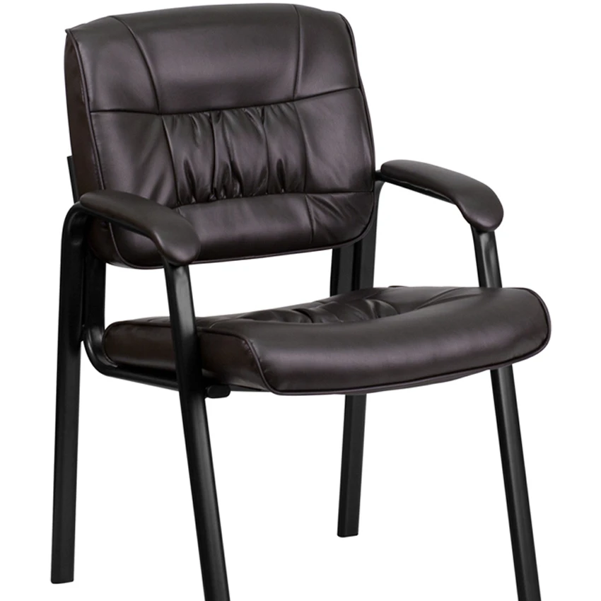 

Flash Furniture Brown Leather Guest / Reception Chair with Black Frame Finish