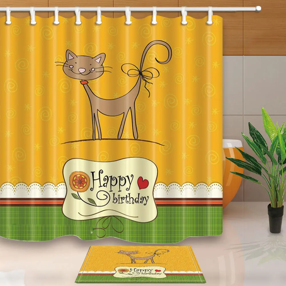 Забавные кошки занавески для душа Высокое качество для Ванной Экраны домашний декор полиэстер ткань водонепроницаемый и устойчивый к плесени с крючками моющиеся