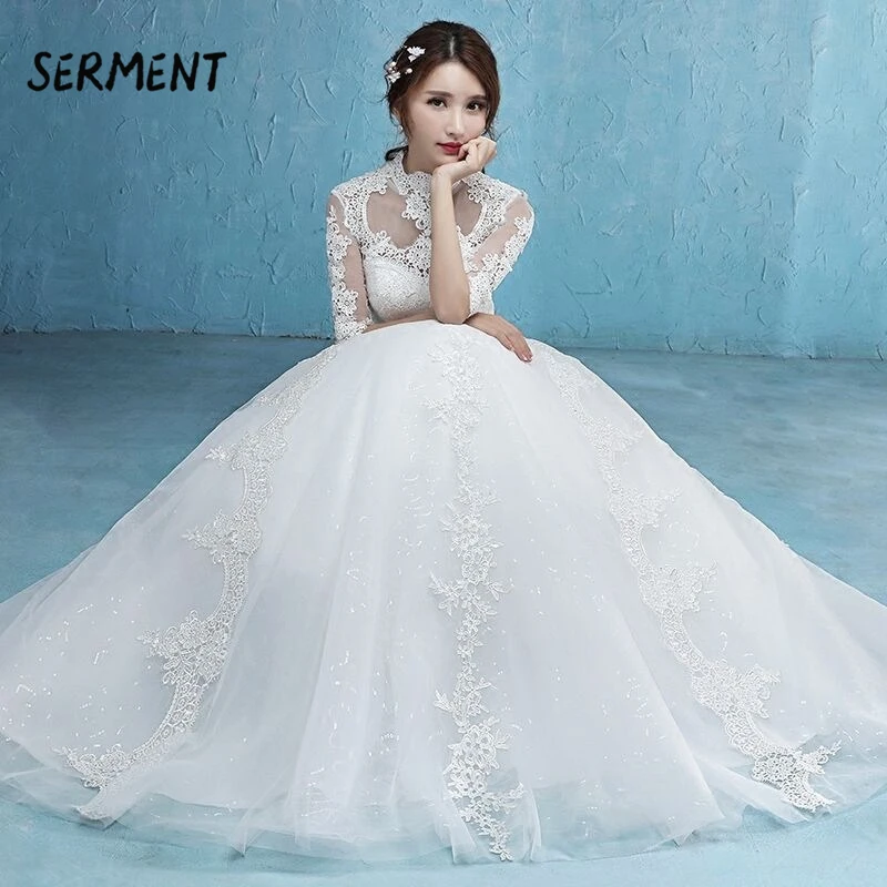 

2019 Wedding Summer Word Shoulder New Sleeves Wedding Dress Was Thin Big Tail Wedding Custom Large Size
