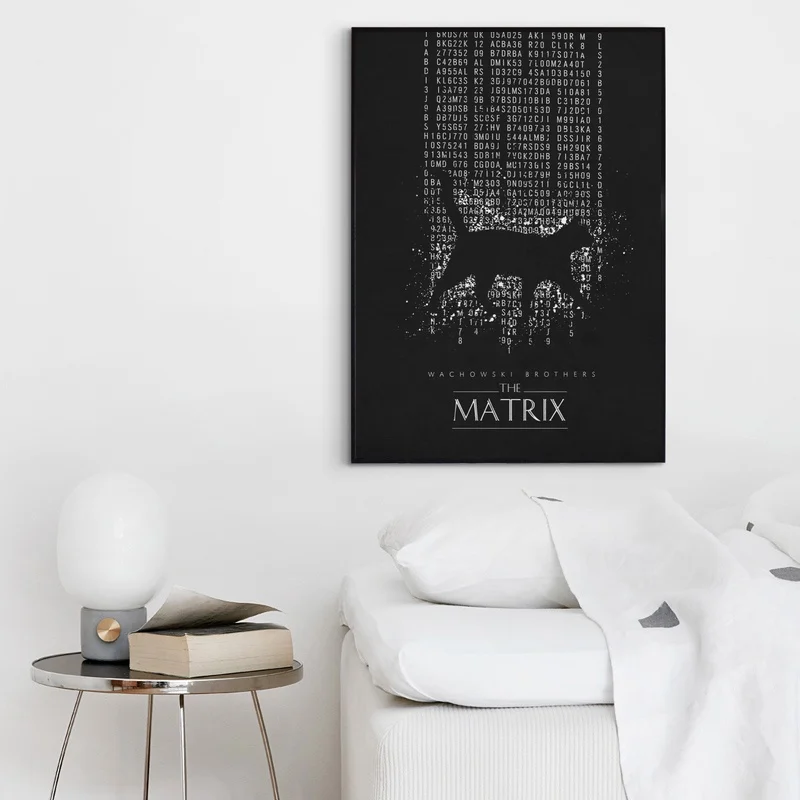 Классический кинопостер Matrix черно белый Шелковый тканевый плакат для домашнего