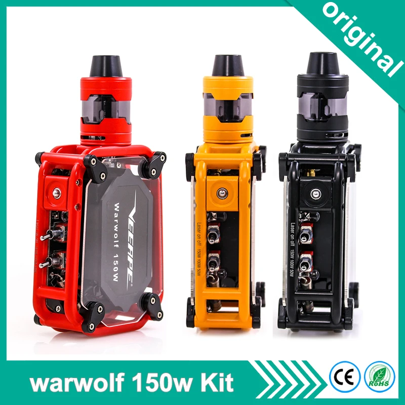 

Original Veeape warwolf Electronic Cigarette Kit 3500mAh battery 50w 100w 150w vape mod Laser Box Mod vaper Kit For 510 Thread