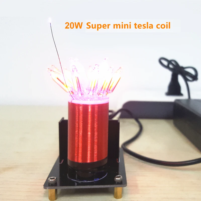 

Stark 20W Wireless Transmission Test Super Mini Tesla Coil Small Technology Production Teflon Tube Tesla Coil