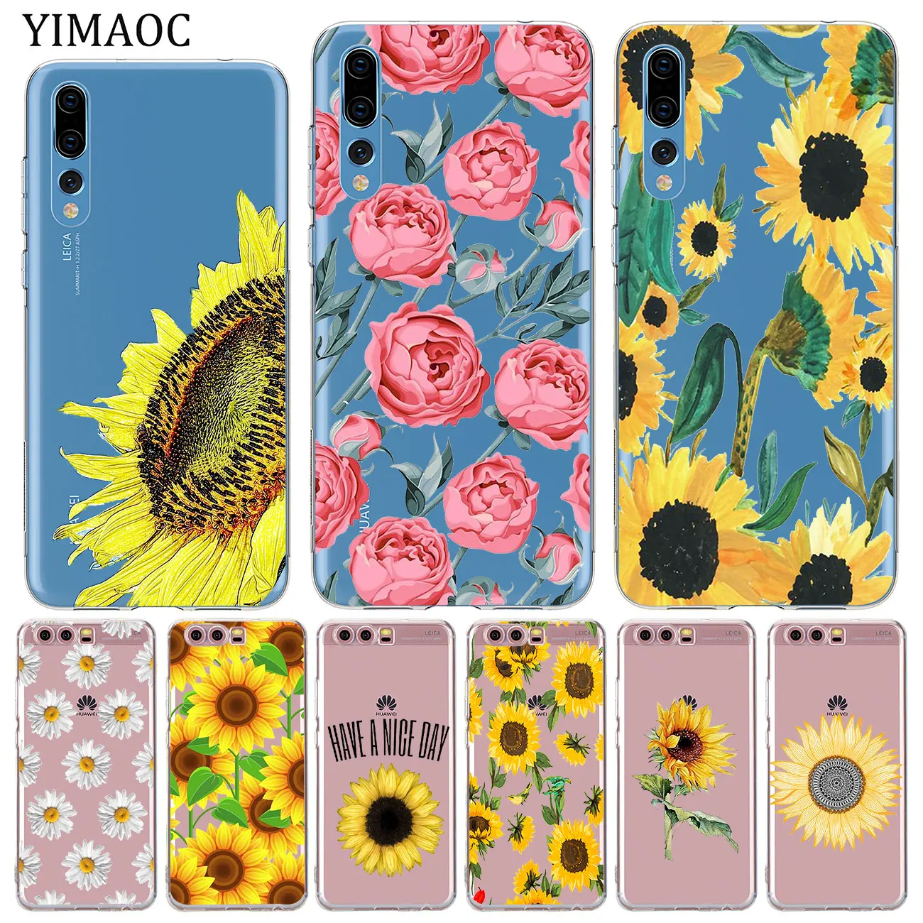 

YIMAOC Summer Daisy Sunflower Floral Flowe Soft Silicone Case for Huawei P30 P20 Pro P10 P8 P9 Lite 2017 2016 2015 P smart 2019