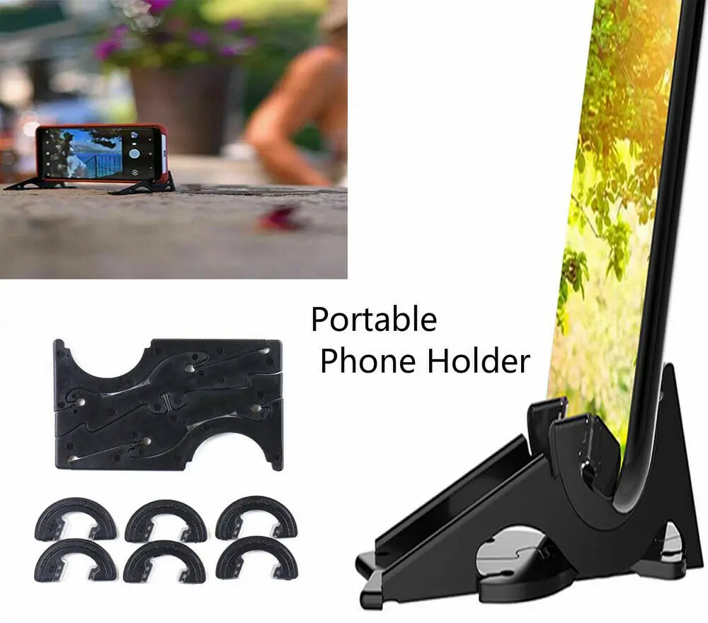 

2019 New Portable Adjustable Foldable 360 Degree Rotation Tripod Mobile Phone Holder Support Card Type Stable Pocket