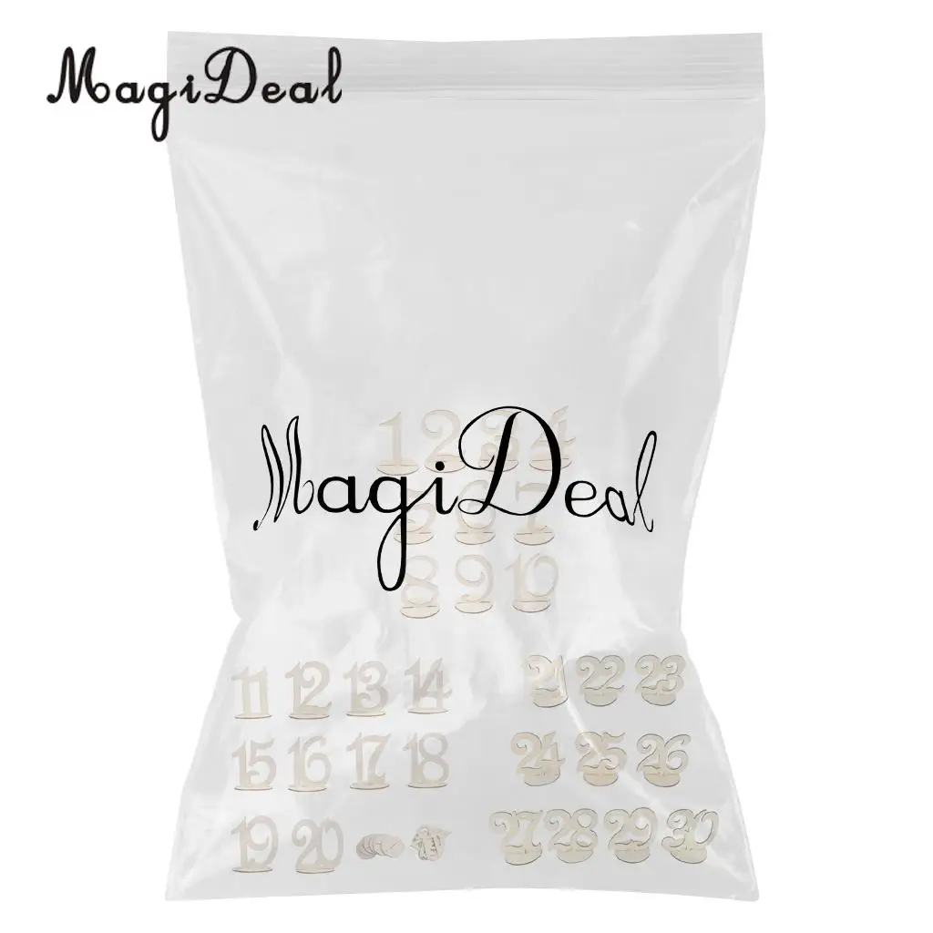 30pcs/Set Wooden Table Number 1-30 Standing Wedding Table Centerpiece Decor