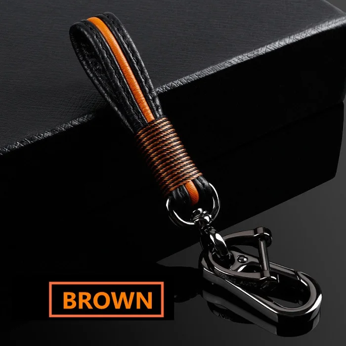 Модные кожаные ручные Длинные Брелок пряжка подковы металлический ключ для авто общие многоцветные цепочки подарок креативные авто аксессуары - Название цвета: Brown