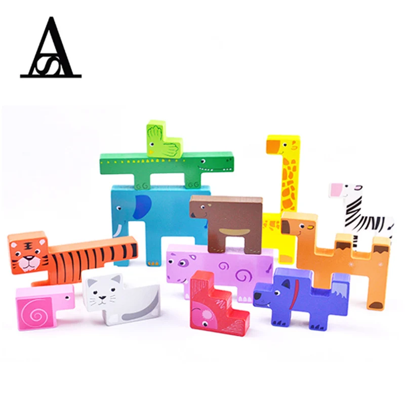 

13pcs 3D Puzzles Cube Montessori Materials Wooden Toys Oyuncak Baby Wood Educational Toys Jigsaw For Child Gift Madeira Roblox