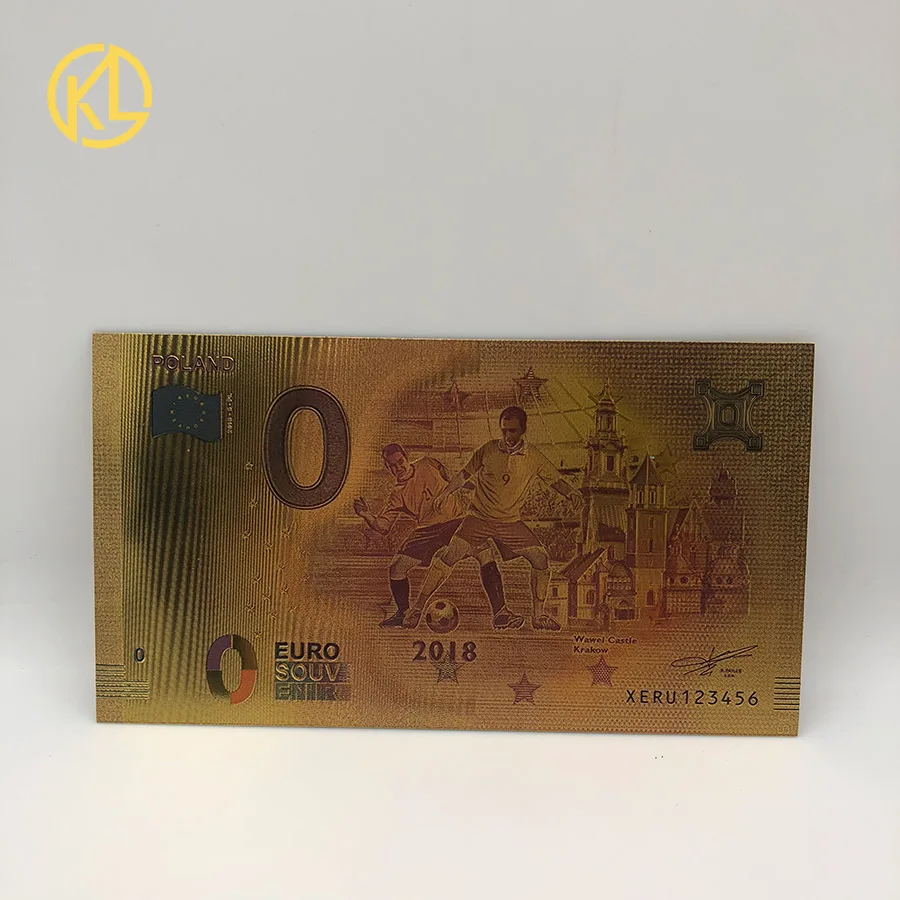 0 Euro x1 Горячее предложение, 1 шт, цветов, польская валюта, спроектированная 24K позолоченная банкнота 500 злотых для банка, сувенирные подарки - Цвет: 0 Euro x1
