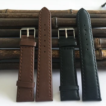 

Watchband12mm to 20mm black Brown PU strap watch 2020 new fashion factory hot Smooth Buckle, watch band relogios masculinos J008